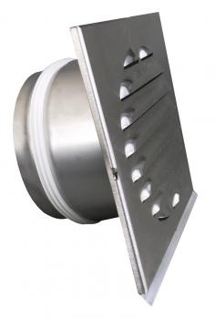 Lüftungsgitter Edelstahl Eckig mit Stutzen DN 125 mm/Länge 100 mm, mit Dichtung und Tropfkante